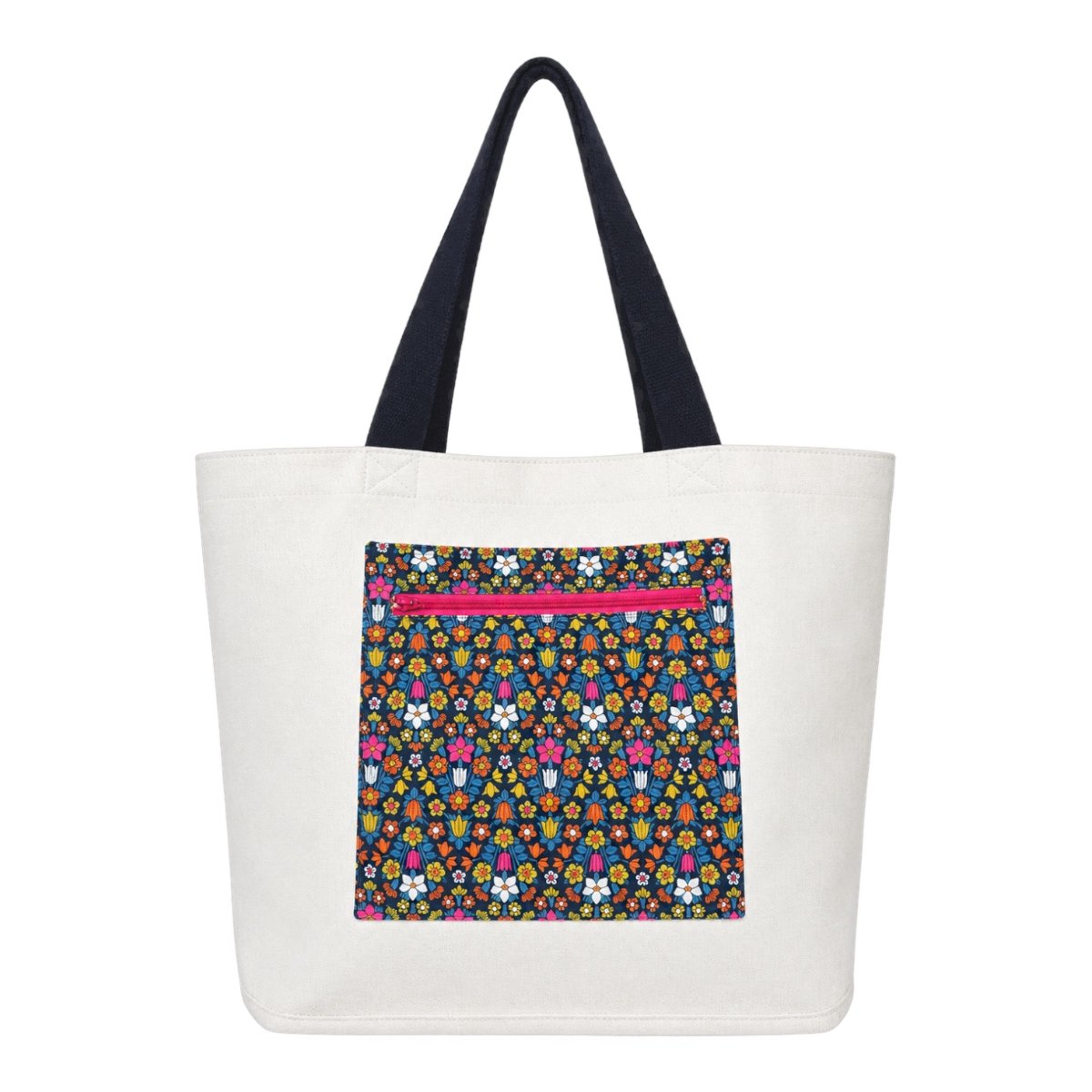 White denim tote bag with Liberty of London Hampstead Meadow pocket