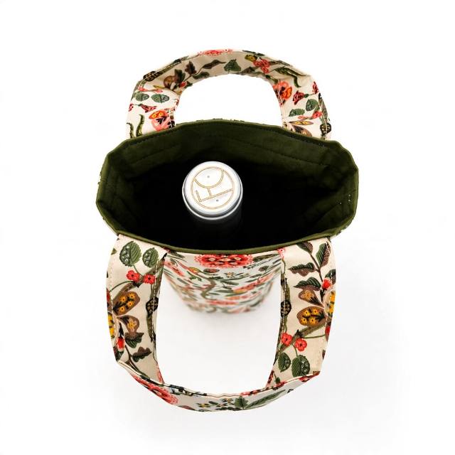Inside with a bottle — olive lining